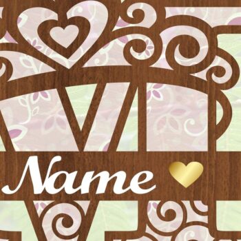 Intra απο ξύλο plywood  Χρώμα wenge 3mm-4mm πάχος - Μονόγραμμα με κεφαλαίο στέμμα Γράμμα M Δίασταση 30x20 cm INTRAFABR-40249728 - Image 3