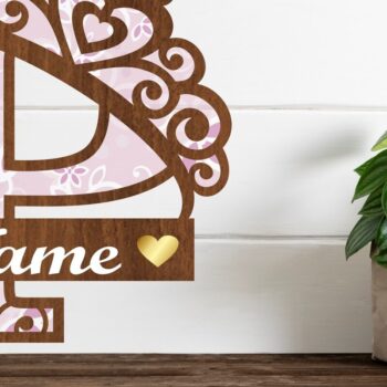 Intra απο ξύλο plywood  Χρώμα wenge 3mm-4mm πάχος - Κορώνα κεφαλαίο μονόγραμμα Γράμμα P Δίασταση 30x20 cm INTRAFABR-90276116 - Image 1