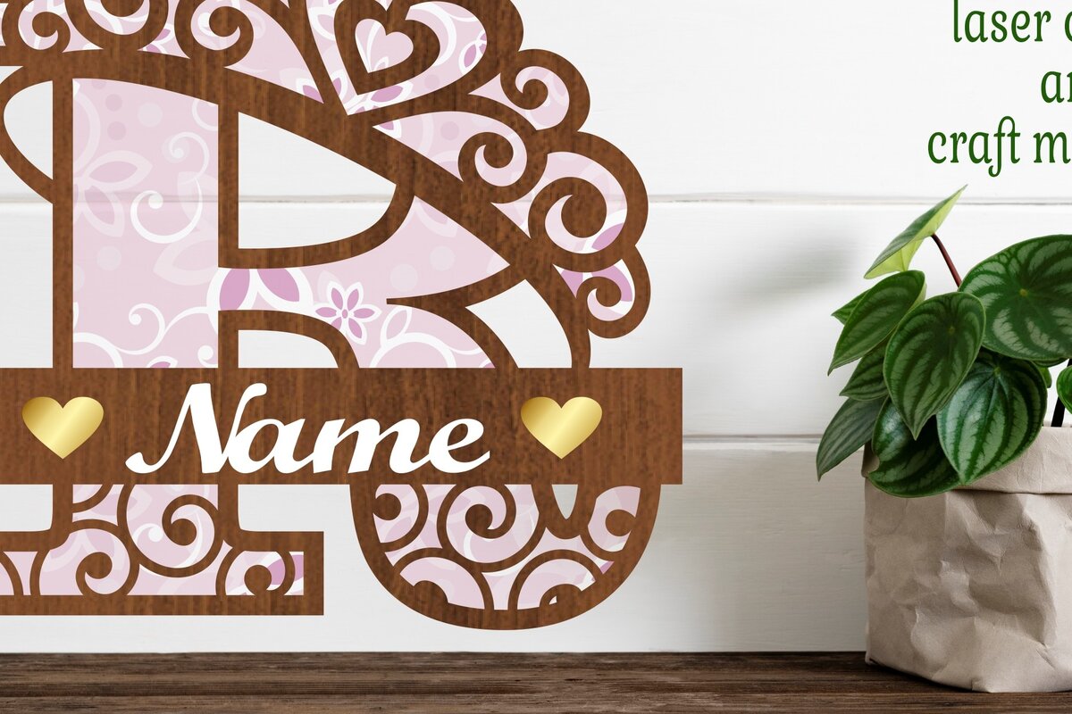 Intra απο ξύλο plywood  Χρώμα wenge 3mm-4mm πάχος - Κορώνα κεφαλαίο μονόγραμμα Γράμμα R Δίασταση 30x20 cm INTRAFABR-108102707