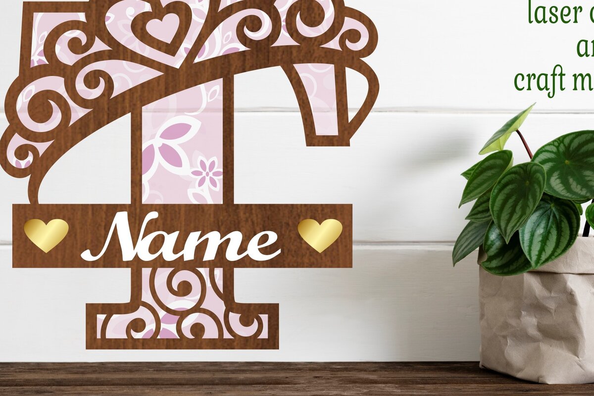 Intra απο ξύλο plywood  Χρώμα wenge 3mm-4mm πάχος - Κορώνα κεφαλαίο μονόγραμμα Γράμμα T Δίασταση 30x20 cm INTRAFABR-108043656