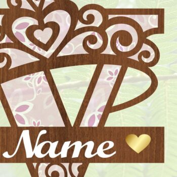 Intra απο ξύλο plywood  Χρώμα wenge 3mm-4mm πάχος - Κορώνα κεφαλαίο μονόγραμμα Γράμμα V Δίασταση 30x20 cm INTRAFABR-108043728 - Image 3