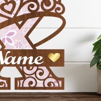 Intra απο ξύλο plywood  Χρώμα wenge 3mm-4mm πάχος - Κορώνα κεφαλαίο μονόγραμμα Γράμμα X Δίασταση 30x20 cm INTRAFABR-72793245 - Image 1