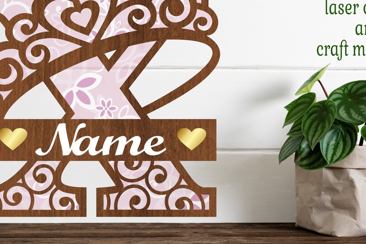 Intra απο ξύλο plywood  Χρώμα wenge 3mm-4mm πάχος - Κορώνα κεφαλαίο μονόγραμμα Γράμμα X Δίασταση 30x20 cm INTRAFABR-72793245