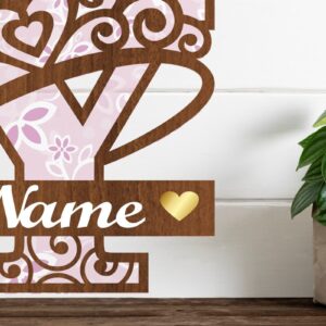 Intra απο ξύλο plywood  Χρώμα wenge 3mm-4mm πάχος - Μονόγραμμα με κεφαλαίο στέμμα Γράμμα Y Δίασταση 30x20 cm INTRAFABR-39482478