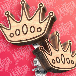 Intra απο ξύλο plywood  Χρώμα wenge 3mm-4mm πάχος - Σκουλαρίκια με στέμμα με Δίασταση 3x3 cm INTRAFABR-15611038