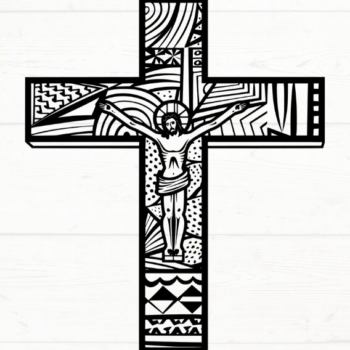 Intra απο ξύλο plywood  Χρώμα wenge 3mm-4mm πάχος - Crucifix , DXF, EPS, JPG, PNG Δίασταση 20x20 cm INTRAFABR-107016447 - Image 1