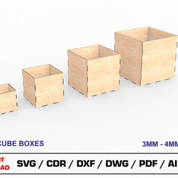 Intra απο ξύλο plywood Χρώμα wenge 3mm-4mm πάχος - κοπής με λέιζερ Cube Box Δίασταση 30x20 cm INTRAFABR-119041490 - Image 1