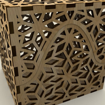 Intra απο ξύλο plywood  Χρώμα wenge 3mm-4mm πάχος - Κουτί κοσμημάτων σε σχήμα κύβου Δίασταση 4x4 cm INTRAFABR-72734134 - Image 2