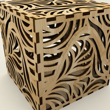 Intra απο ξύλο plywood  Χρώμα wenge 3mm-4mm πάχος - Κυβικό κουτί με floral στολίδι Δίασταση 4x4 cm INTRAFABR-113804089 - Image 1