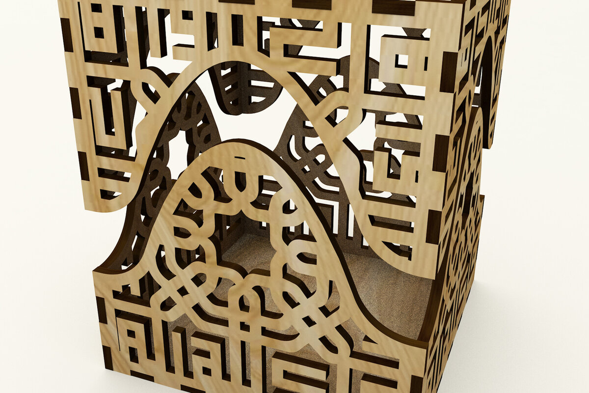 Intra απο ξύλο plywood  Χρώμα wenge 3mm-4mm πάχος - Κυβικό κουτί Δίασταση 4x4 cm INTRAFABR-109513084