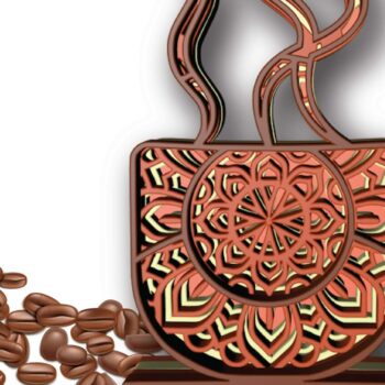 Intra απο ξύλο plywood  Χρώμα wenge 3mm-4mm πάχος - Κύπελλο, 4 στρώσεις, 3d Mandala Δίασταση 30x30 cm INTRAFABR-96676078 - Image 4