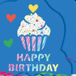 Intra απο ξύλο plywood  Χρώμα wenge 3mm-4mm πάχος - Πρότυπο κάρτας γενεθλίων Cupcake Δίασταση 20x20 cm INTRAFABR-115872333