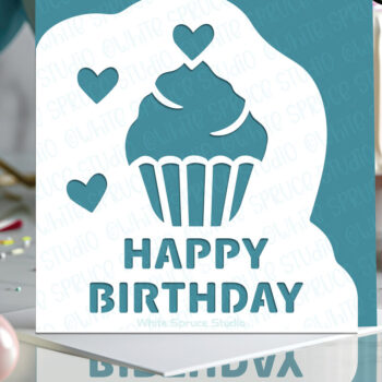 Intra απο ξύλο plywood  Χρώμα wenge 3mm-4mm πάχος - Πρότυπο κάρτας γενεθλίων Cupcake Δίασταση 20x20 cm INTRAFABR-115872333 - Image 2