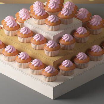 Intra απο ξύλο plywood Χρώμα wenge 3mm-4mm πάχος - Βάση προβολής Cupcake / Ξύλινη θήκη για κέικ Δίασταση 30x20 cm INTRAFABR-77770755 - Image 2