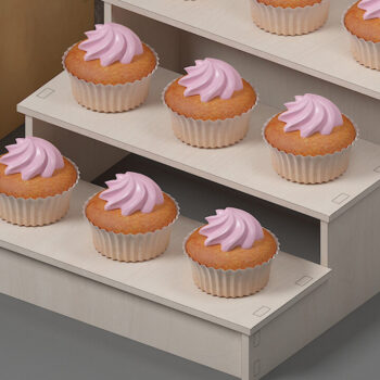 Intra απο ξύλο plywood Χρώμα wenge 3mm-4mm πάχος - Βάση προβολής Cupcake / Ξύλινα ράφια 320 Δίασταση 30x20 cm INTRAFABR-77770082 - Image 3