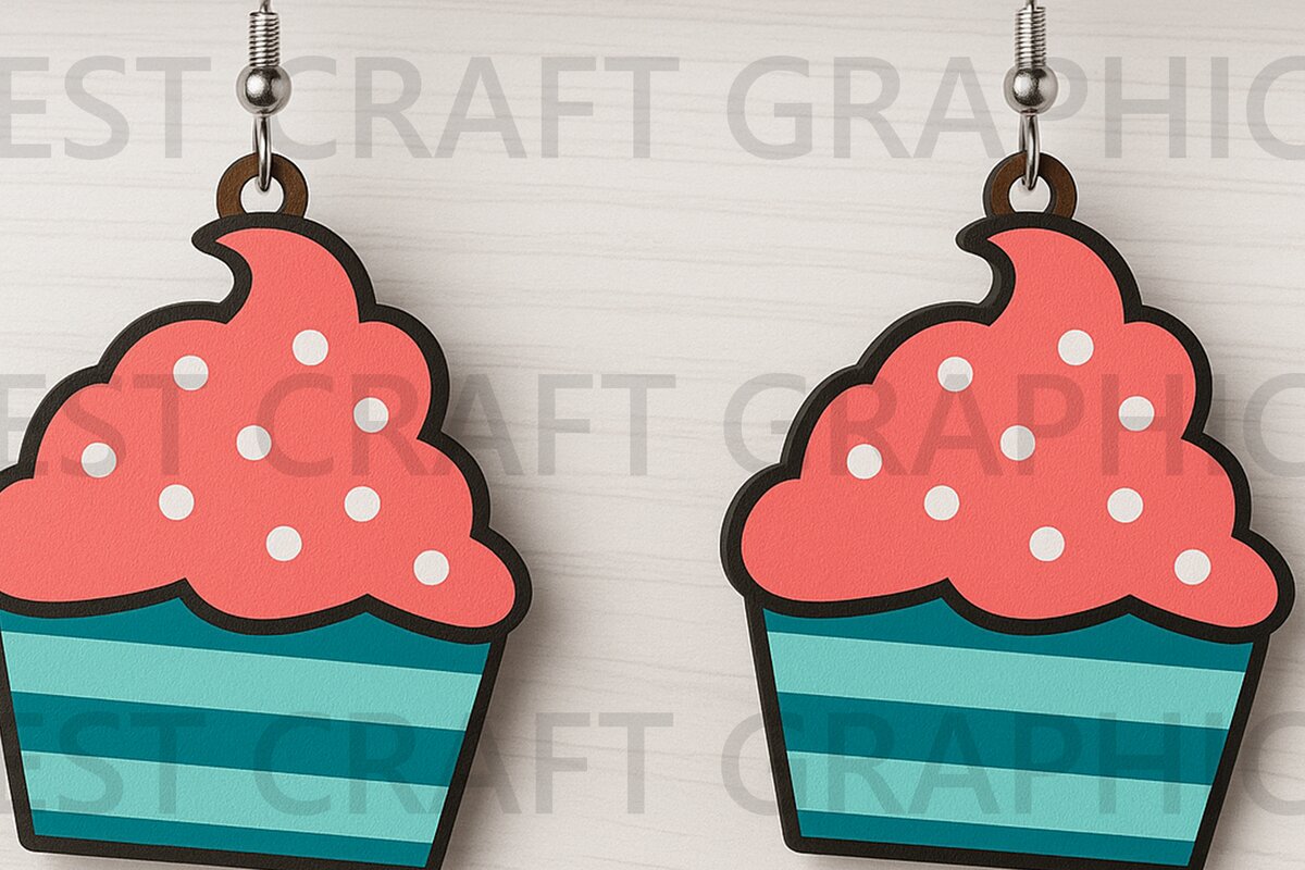 Intra απο ξύλο plywood  Χρώμα wenge 3mm-4mm πάχος - Σκουλαρίκια Cupcake Summer Fun Δίασταση 3x3 cm INTRAFABR-105182471