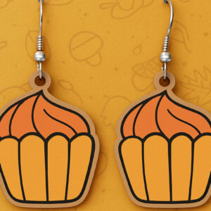 Intra απο ξύλο plywood  Χρώμα wenge 3mm-4mm πάχος - Φθινοπωρινά σκουλαρίκια Cupcake Cut File Δίασταση 3x3 cm INTRAFABR-123702812