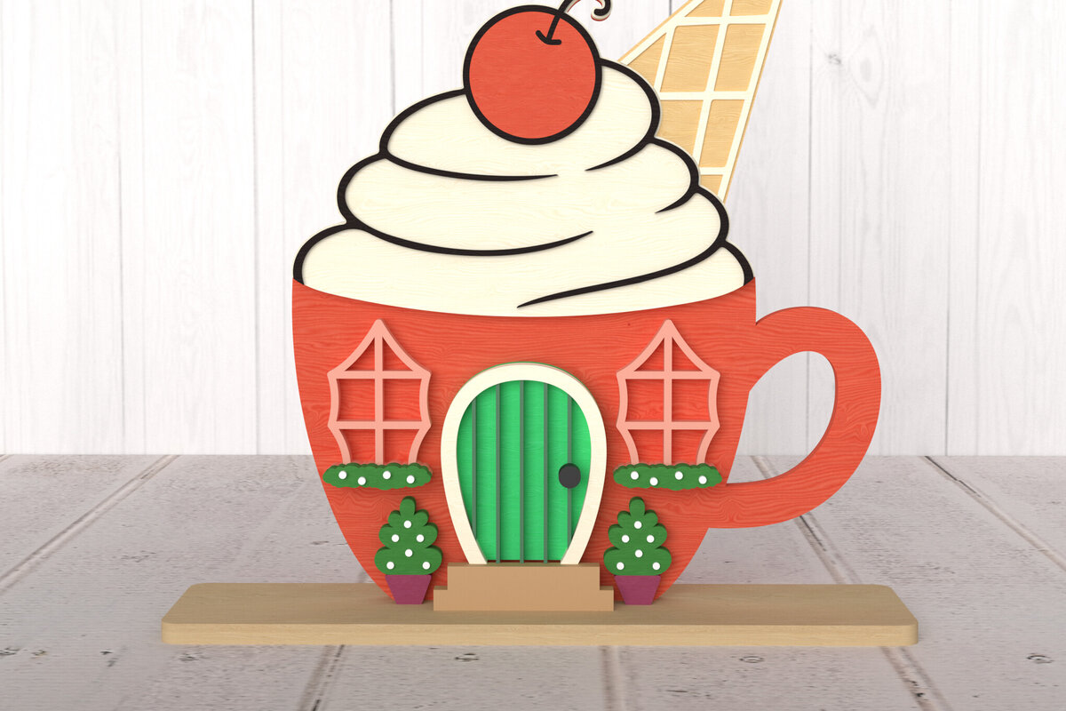 Intra απο ξύλο plywood  Χρώμα wenge 3mm-4mm πάχος - Διακόσμηση κοπής με λέιζερ για Cupcake House Δίασταση 30x20 cm INTRAFABR-86500132