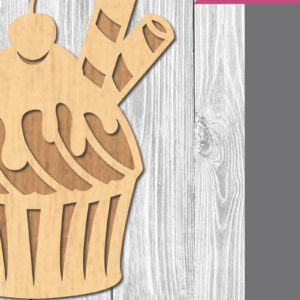 Intra απο ξύλο plywood  Χρώμα wenge 3mm-4mm πάχος - Διακόσμηση Cupcake 1 Δίασταση 20x20 cm INTRAFABR-124358853