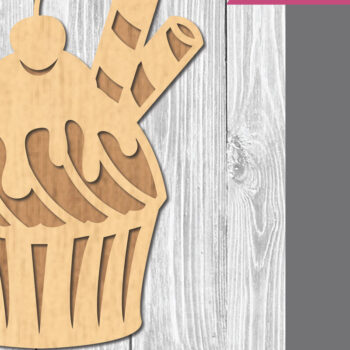 Intra απο ξύλο plywood  Χρώμα wenge 3mm-4mm πάχος - Διακόσμηση Cupcake 1 Δίασταση 20x20 cm INTRAFABR-124358853 - Image 1