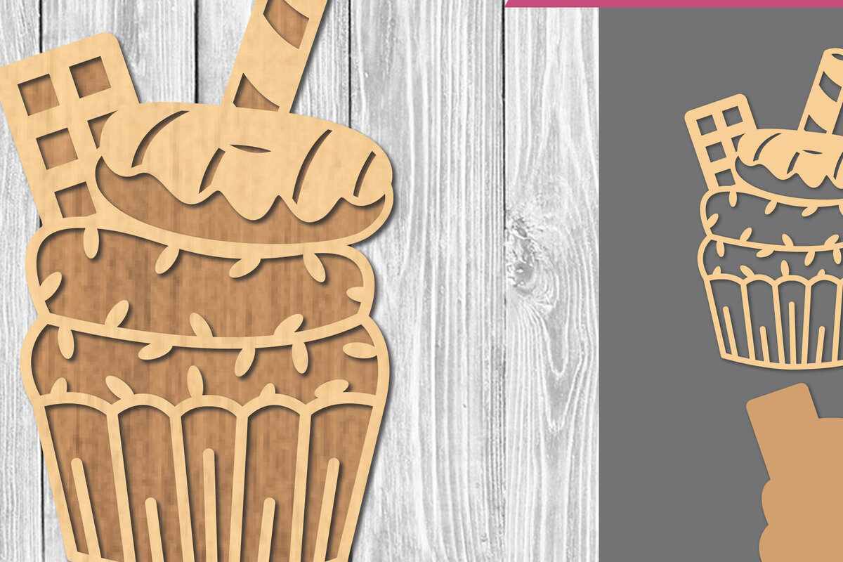 Intra απο ξύλο plywood  Χρώμα wenge 3mm-4mm πάχος - Διακόσμηση Cupcake 2 Δίασταση 20x20 cm INTRAFABR-67576110