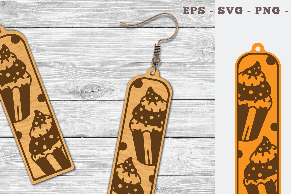 Intra απο ξύλο plywood  Χρώμα wenge 3mm-4mm πάχος - Σκουλαρίκια κοπής με λέιζερ Cupcake Δίασταση 3x3 cm INTRAFABR-85800621