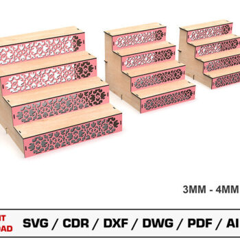 Intra απο ξύλο plywood Χρώμα wenge 3mm-4mm πάχος - κοπής με λέιζερ με βάση Cupcake Δίασταση 20x20 cm INTRAFABR-36064552 - Image 1