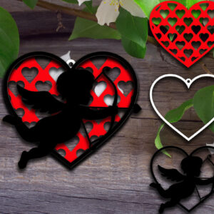 Intra απο ξύλο plywood  Χρώμα wenge 3mm-4mm πάχος - Έρως στην καρδιά Δίασταση 20x20 cm INTRAFABR-107462951