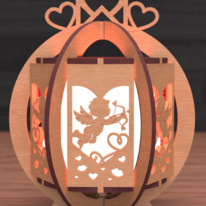 Intra απο ξύλο plywood  Χρώμα wenge 3mm-4mm πάχος - με λέιζερ Cupid Lantern Δίασταση 30x20 cm INTRAFABR-110860872