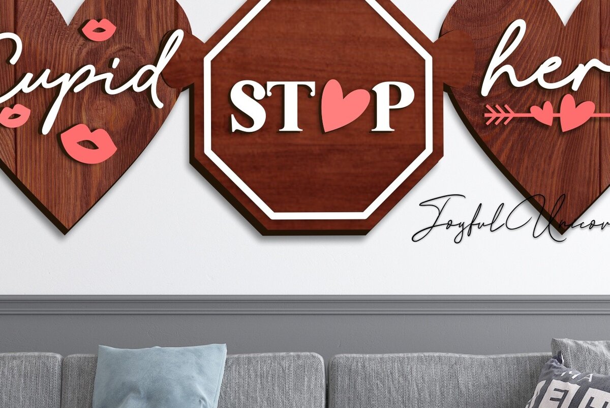 Intra απο ξύλο plywood  Χρώμα wenge 3mm-4mm πάχος - Το Cupid Stop Here Wall Puzzle File Δίασταση 18x58 cm INTRAFABR-34868759