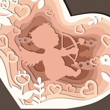 Intra απο ξύλο plywood Χρώμα wenge 3mm-4mm πάχος - Πρότυπο πολυστρωματικής χειροτεχνίας Cupidon Heart Δίασταση 7x6 cm INTRAFABR-68023659 - Image 1