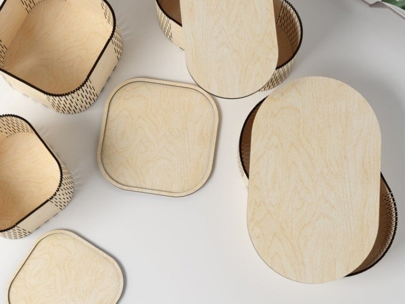 Intra απο ξύλο plywood  Χρώμα wenge 3mm-4mm πάχος - Πακέτο κυρτού κουτιού Δίασταση 20x20 cm INTRAFABR-95271096