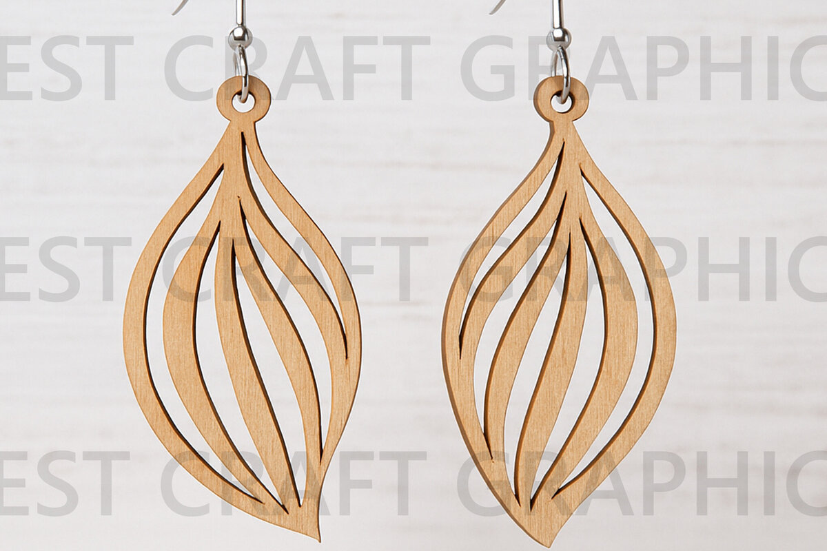 Intra απο ξύλο plywood  Χρώμα wenge 3mm-4mm πάχος - Σκουλαρίκια με κυρτά φύλλα Δίασταση 3x3 cm INTRAFABR-103589246