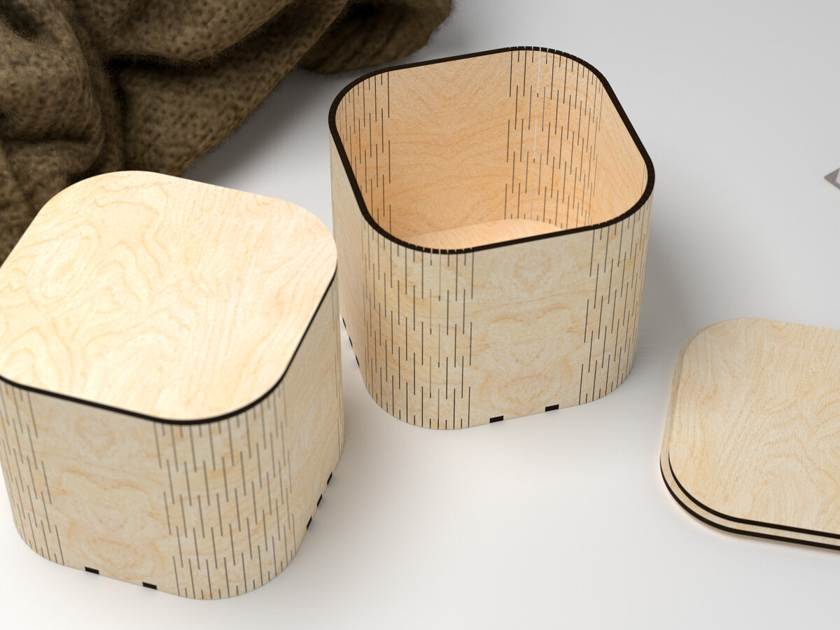 Intra απο ξύλο plywood  Χρώμα wenge 3mm-4mm πάχος - Καμπυλωτό στρογγυλεμένο κουτί Δίασταση 20x20 cm INTRAFABR-34115441