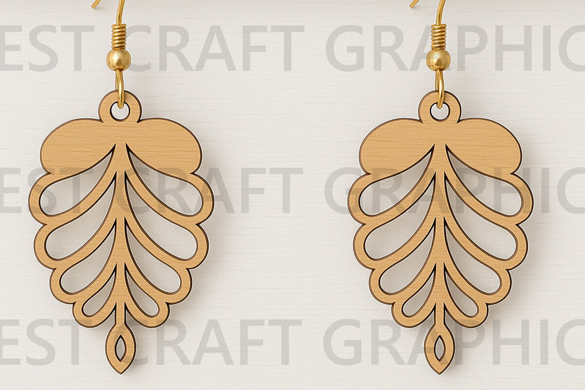 Intra απο ξύλο plywood  Χρώμα wenge 3mm-4mm πάχος - Βοτανικά σκουλαρίκια με καμπύλες Δίασταση 3x3 cm INTRAFABR-33885898