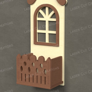 Intra απο ξύλο plywood 3mm-4mm πάχος - Κουτί φράχτη με καμπυλωτό παράθυρο Διακόσμηση τοίχου  Δίασταση 30x20 cm INTRAFABR-123612969 - Image 1