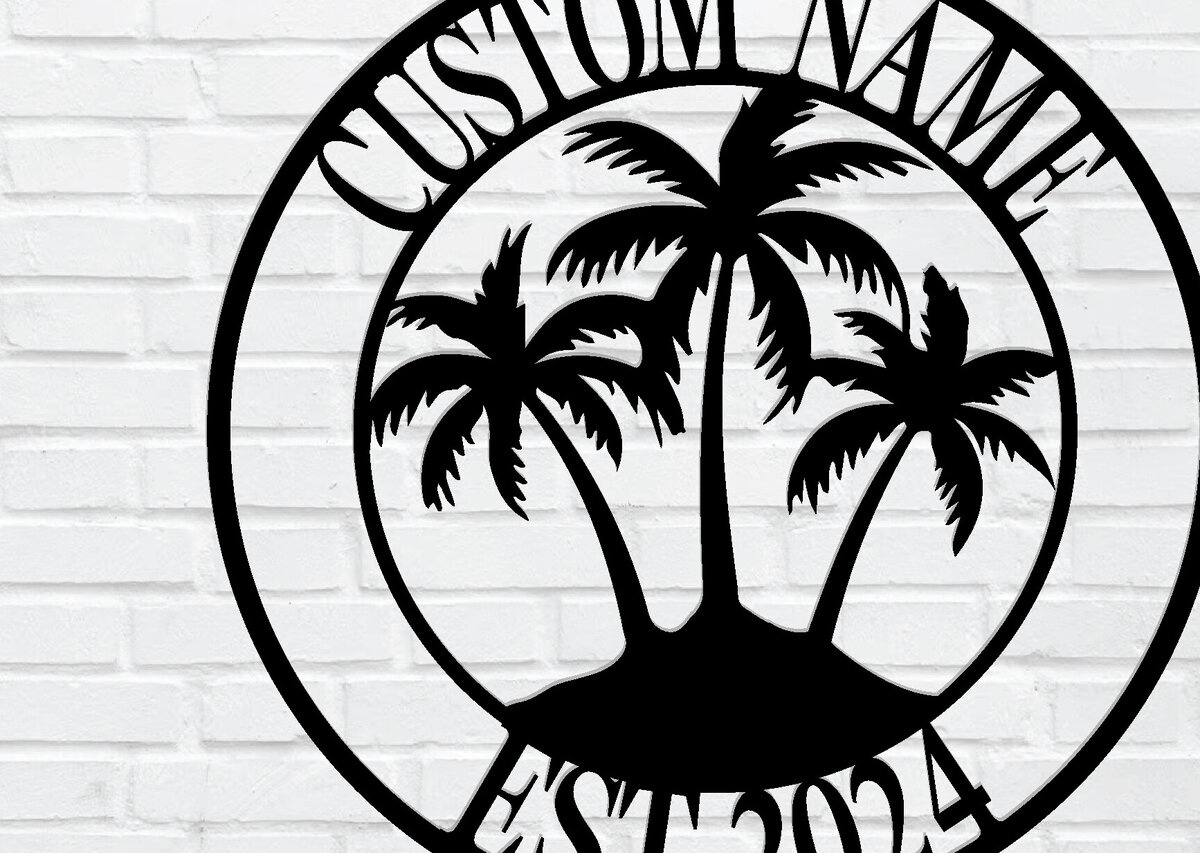 Intra απο ξύλο plywood  Χρώμα wenge 3mm-4mm πάχος - Προσαρμοσμένη πινακίδα Palm Tree Beach, Laser Δίασταση 30x40 cm INTRAFABR-124641713