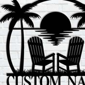 Intra απο ξύλο plywood  Χρώμα wenge 3mm-4mm πάχος - Προσαρμοσμένη πινακίδα Palm Tree Sunset Beach Δίασταση 30x40 cm INTRAFABR-118988487 - Image 1