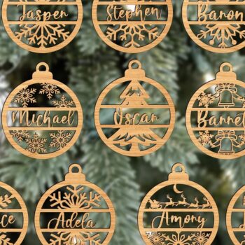 Intra απο ξύλο plywood  Χρώμα wenge 3mm-4mm πάχος - Προσαρμοσμένα χριστουγεννιάτικα στολίδια Αποκοπή υ Δίασταση 6x6 cm INTRAFABR-114633209 - Image 2