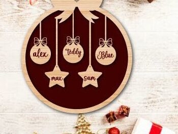 Intra απο ξύλο plywood  Χρώμα wenge 3mm-4mm πάχος - Προσαρμοσμένο Οικογενειακό Χριστουγεννιάτικο Στολίδι Δίασταση 6x6 cm INTRAFABR-97785495 - Image 2