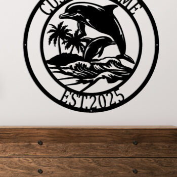 Intra απο ξύλο plywood Χρώμα wenge 3mm-4mm πάχος - Προσαρμοσμένη επιγραφή Family Dolphin Δίασταση 30x40 cm INTRAFABR-97785525 - Image 2