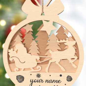 Intra απο ξύλο plywood  Χρώμα wenge 3mm-4mm πάχος - Χριστουγεννιάτικο στολίδι προσαρμοσμένης κοπής με λέιζερ Δίασταση 6x6 cm INTRAFABR-103242949 - Image 5