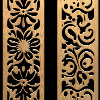 Intra απο ξύλο plywood  Χρώμα wenge 3mm-4mm πάχος - Προσαρμοσμένο σετ μοτίβου κοπής με λέιζερ Δίασταση 3200x7200 cm INTRAFABR-32716867 - Image 2