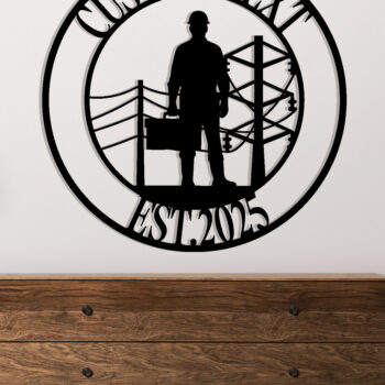 Intra απο ξύλο plywood Χρώμα wenge 3mm-4mm πάχος - Custom Lineman USA Flag στρογγυλός ός τοίχος Δίασταση 30x40 cm INTRAFABR-83146607 - Image 2