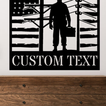 Intra απο ξύλο plywood Χρώμα wenge 3mm-4mm πάχος - Custom Lineman USA Flag στρογγυλός ός τοίχος Δίασταση 30x40 cm INTRAFABR-98131538 - Image 2