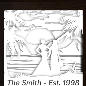 Intra απο ξύλο plywood  Χρώμα wenge 3mm-4mm πάχος - Προσαρμοσμένο Όνομα και Έτος Ζευγάρι Δίασταση 20x20 cm INTRAFABR-120973764 - Image 1