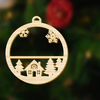 Intra απο ξύλο plywood  Χρώμα wenge 3mm-4mm πάχος - Χριστουγεννιάτικο στολίδι με προσαρμοσμένο όνομα με καλύβα Δίασταση 1x4 cm INTRAFABR-106412826 - Image 4