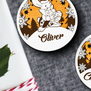 Intra απο ξύλο plywood  Χρώμα wenge 3mm-4mm πάχος - Προσαρμοσμένο όνομα Χριστουγεννιάτικο παιχνίδι, διακόσμηση σπιτιού Δίασταση 4x4 cm INTRAFABR-116493799 - Image 1