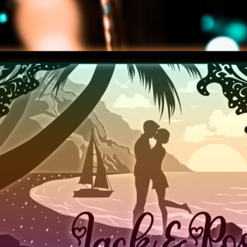 Intra απο ξύλο plywood  Χρώμα wenge 3mm-4mm πάχος - Προσαρμοσμένο όνομα Ζευγάρι σε κοπή χαρτιού παραλίας Δίασταση 20x20 cm INTRAFABR-81243708 - Image 1