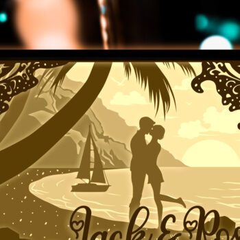 Intra απο ξύλο plywood  Χρώμα wenge 3mm-4mm πάχος - Προσαρμοσμένο όνομα Ζευγάρι σε κοπή χαρτιού παραλίας Δίασταση 20x20 cm INTRAFABR-81243708 - Image 2